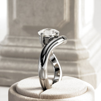 1.0-3.0 CT Cushion Lab Grown Diamond  twisted band Engagement Ring