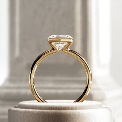 1.0-3.0 CT Asscher Lab Grown Diamond half bezel Setting Engagement Ring