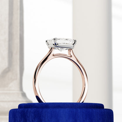 1.0-3.0 CT east-west Radiant Cut Lab Grown Diamond cathedral Engagement Ring