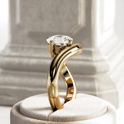 1.0-3.0 CT Cushion Lab Grown Diamond  twisted band Engagement Ring