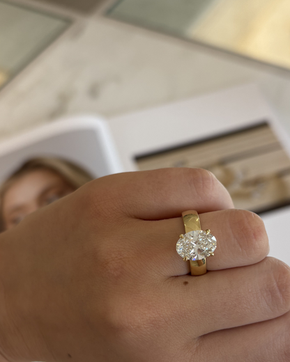 Valerie- Oval Solitaire Signet Style Lab Grown Diamond Engagement Ring