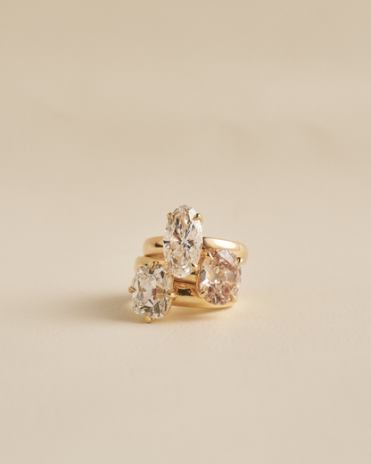 Margot- Oval Solitaire Signet Style Lab Grown Diamond Engagement Ring