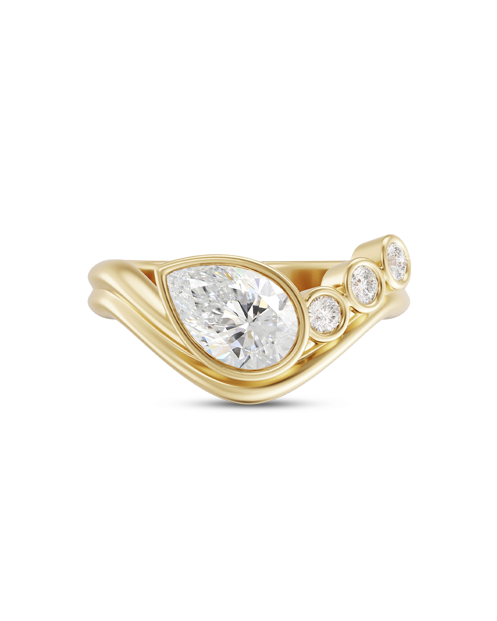 Capucine- Pear Bezel Curved Style Lab Grown Diamond Engagement Ring