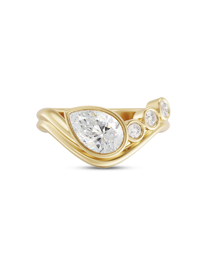 Capucine- Pear Bezel Curved Style Lab Grown Diamond Engagement Ring