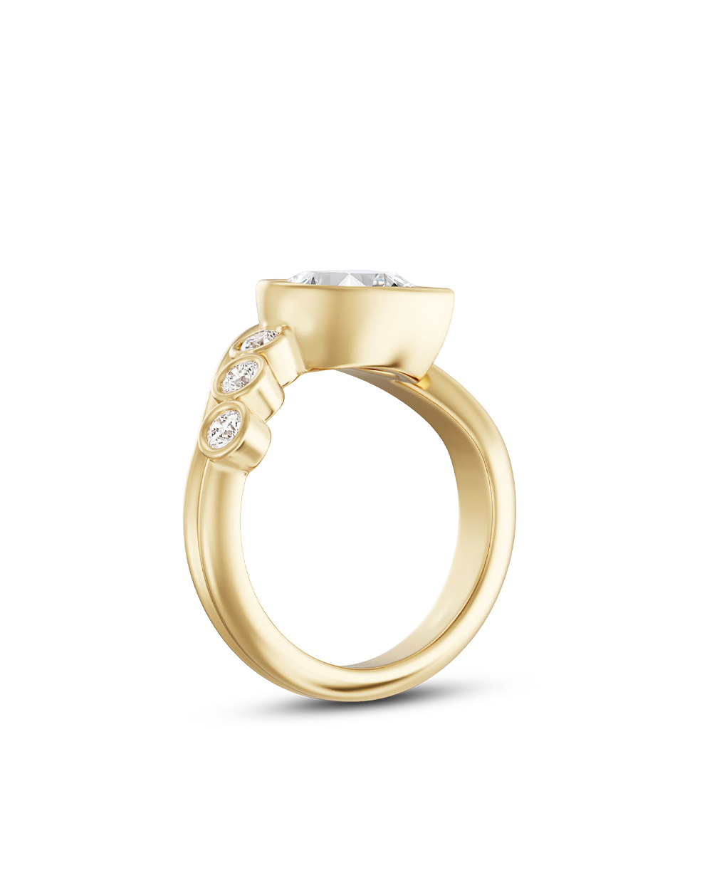 Capucine- Pear Bezel Curved Style Lab Grown Diamond Engagement Ring