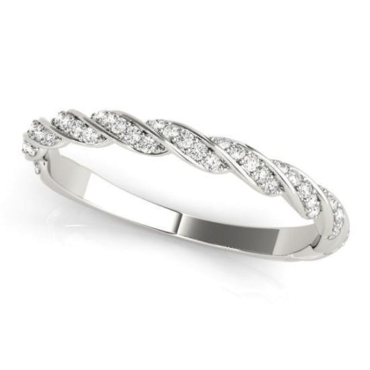 Twisted Wedding Band with 0.12 TCW Round Cut Moissanite