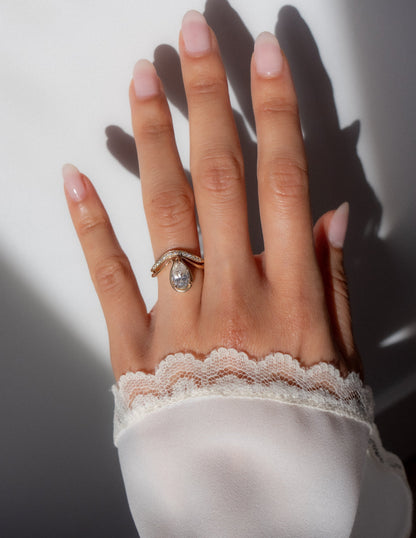 1.25 - 2.0 CT Pear Shaped Lab Grown Diamond Unique Style Engagement Ring