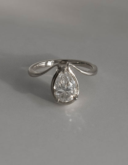 1.25 - 2.0 CT Pear Shaped Lab Grown Diamond Unique Style Engagement Ring