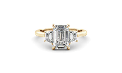 Three Stone Ring with 1.0 CT Emerald Moissanite