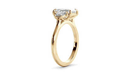 Three Stone Ring with 1.0 CT Emerald Moissanite