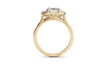 Three Stone Ring with 1.0 CT Emerald Moissanite