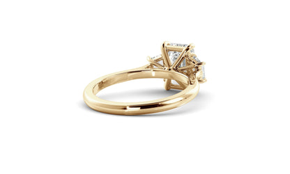Three Stone Ring with 1.0 CT Emerald Moissanite