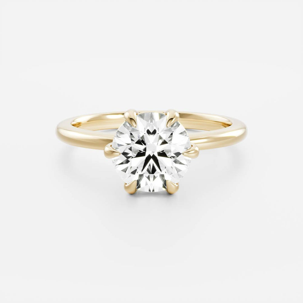 Classic solitaire ring with round moissanite center stone