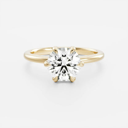 Classic solitaire ring with round moissanite center stone