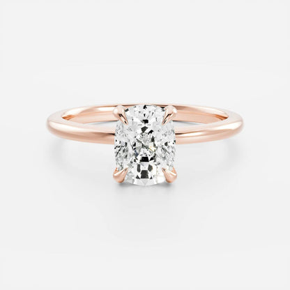 Solitaire engagement ring with cushion-cut moissanite center stone