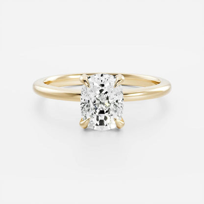 Solitaire engagement ring with cushion-cut moissanite center stone