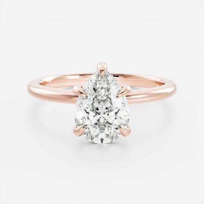 Elegant solitaire ring with pear-shaped moissanite center stone
