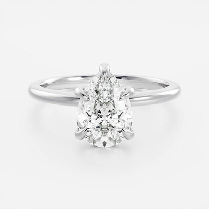 Elegant solitaire ring with pear-shaped moissanite center stone