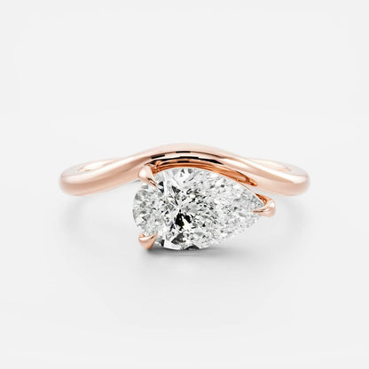 1.0 - 4.0 CT Pear Lab Grown Diamond Curved Engagement Ring