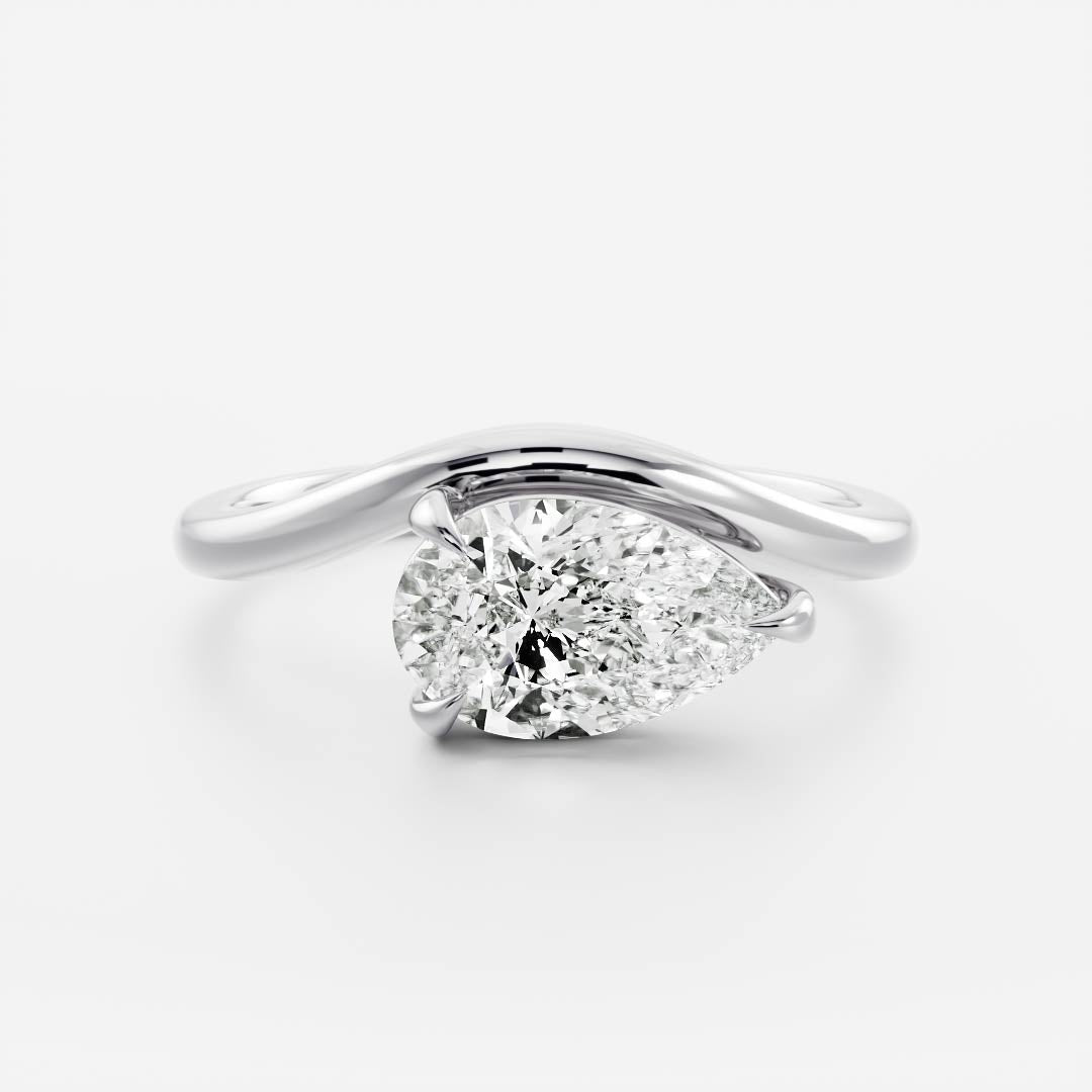 1.0 - 4.0 CT Pear Lab Grown Diamond Curved Engagement Ring