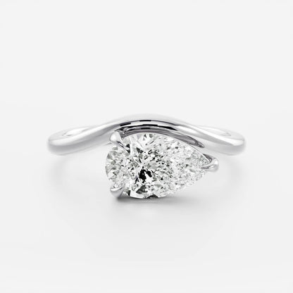 1.0 - 4.0 CT Pear Lab Grown Diamond Curved Engagement Ring