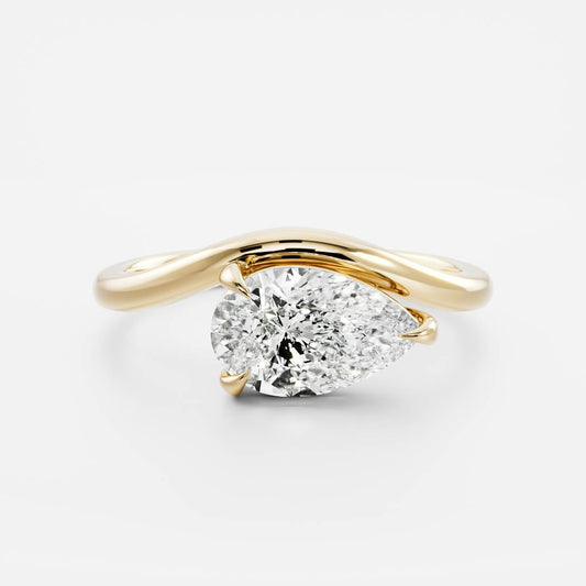 1.0 - 4.0 CT Pear Lab Grown Diamond Curved Engagement Ring