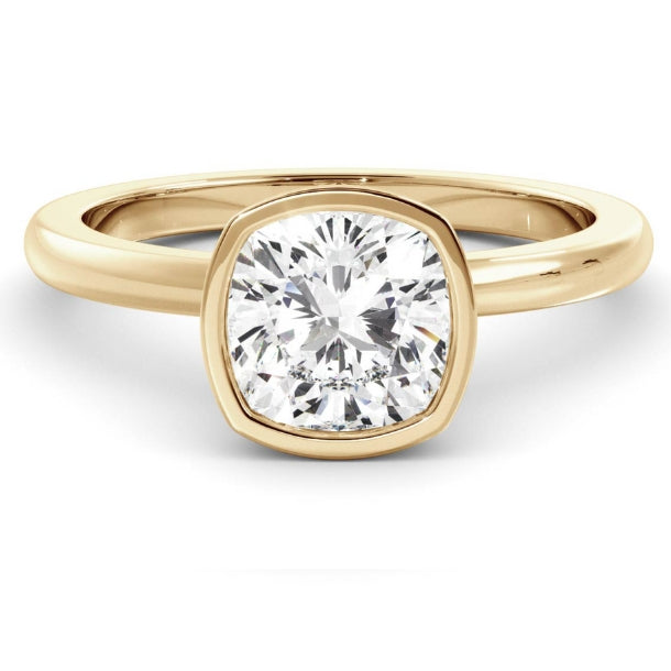 Bezel Ring with 1.0 CT Cushion Moissanite