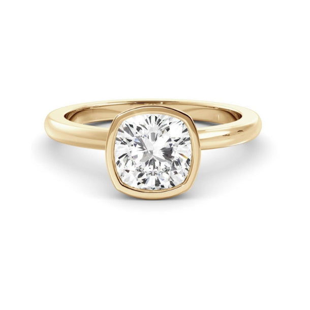 Bezel Ring with 1.0 CT Cushion Moissanite