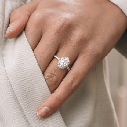 3.80 CT Oval Moissanite Diamond Ring in 10K Rose Gold – Ready to Ship (US 8.5)