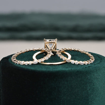 2.50 CT Emerald Cut Solitaire Style Moissanite Bridal Ring Set - crownmoissanite