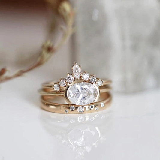 Half Bezel Ring with 2.20 CT Oval Moissanite