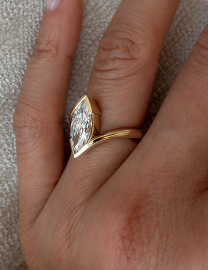 1.0 - 3.0 CT Marquise Shaped Lab Grown Diamond Solitaire Style Engagement Ring