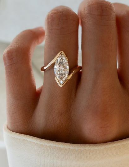 1.0 - 3.0 CT Marquise Shaped Lab Grown Diamond Solitaire Style Engagement Ring