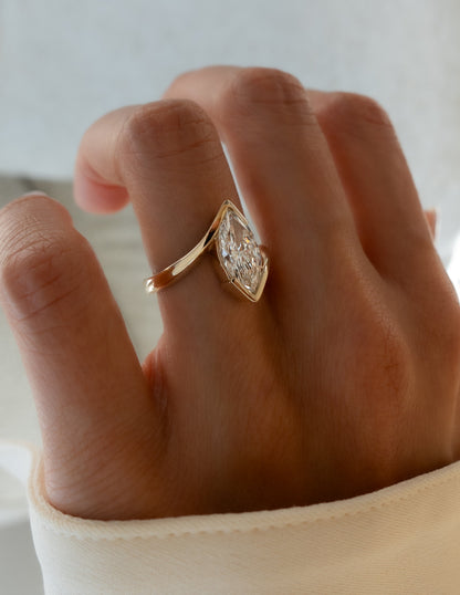1.0 - 3.0 CT Marquise Shaped Lab Grown Diamond Solitaire Style Engagement Ring