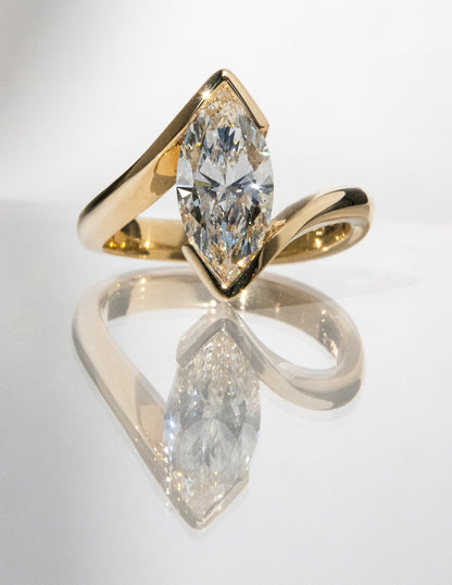 1.0 - 3.0 CT Marquise Shaped Lab Grown Diamond Solitaire Style Engagement Ring