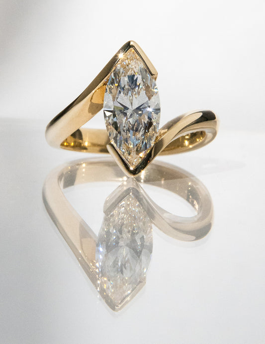 1.0 - 3.0 CT Marquise Shaped Lab Grown Diamond Solitaire Style Engagement Ring