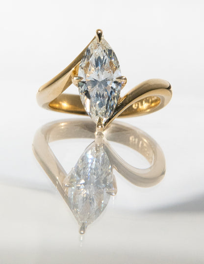 1.0 - 2.0 CT Marquise Shaped Lab Grown Diamond Soliatire Style Engagement Ring