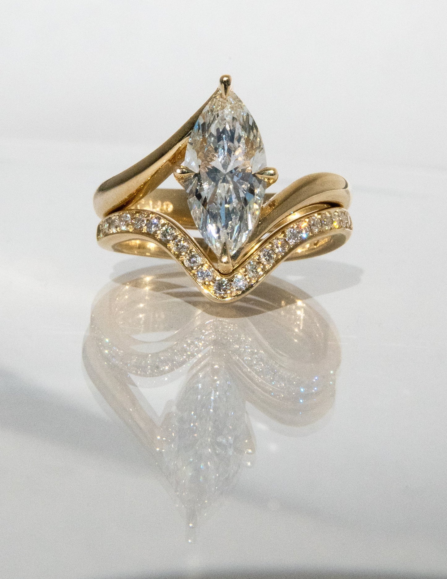 1.0 - 2.0  CT Marquise Cut Lab Grown Diamond  Solitaire Bridal Set