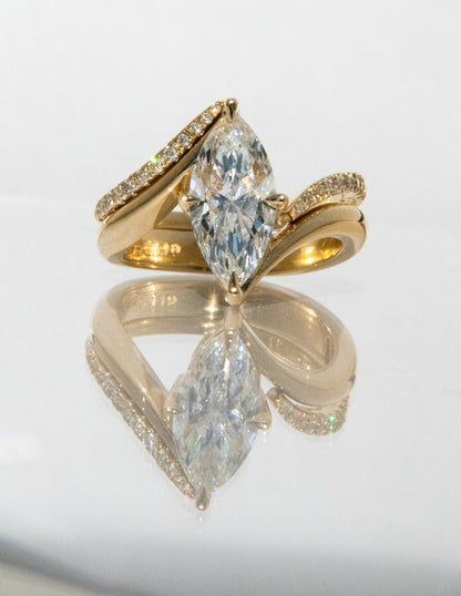 1.0 - 2.0  CT Marquise Cut  Lab Grown Diamond Solitaire Bridal Set