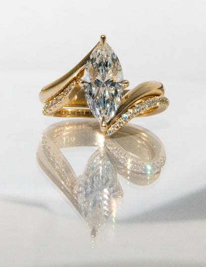 1.0 - 2.0  CT Marquise Cut  Lab Grown Diamond Solitaire Bridal Set