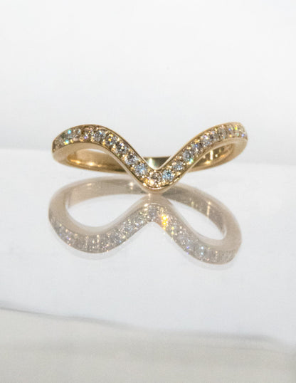 0.50 TCW Round Lab Grown Diamond Curved  Pave Wedding Band