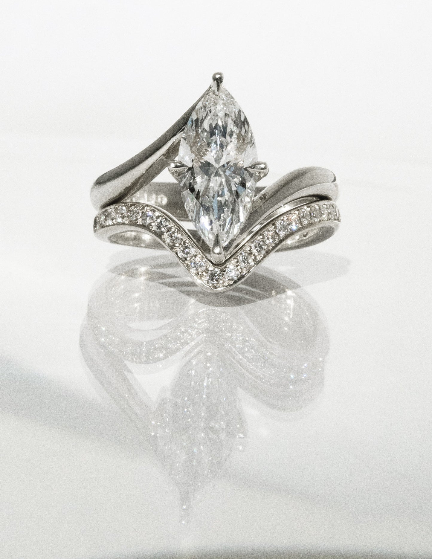 1.0 - 2.0  CT Marquise Cut Lab Grown Diamond  Solitaire Bridal Set
