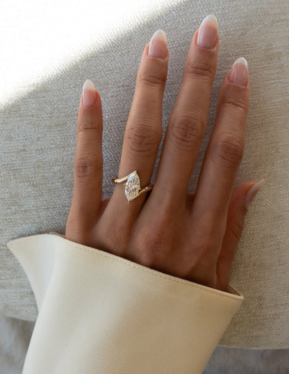 1.0 - 2.0 CT Marquise Shaped Lab Grown Diamond Soliatire Style Engagement Ring