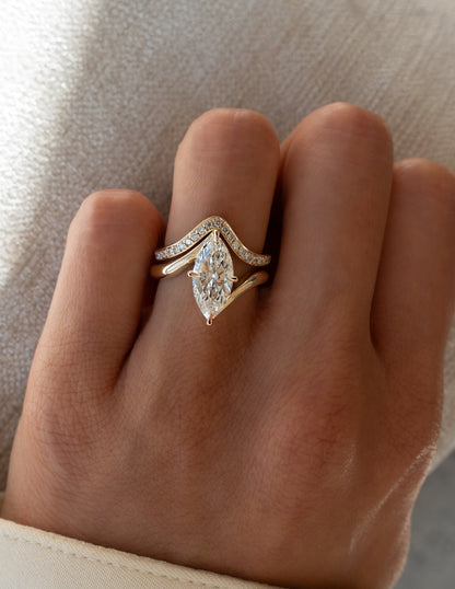0.50 TCW Round Lab Grown Diamond Curved  Pave Wedding Band