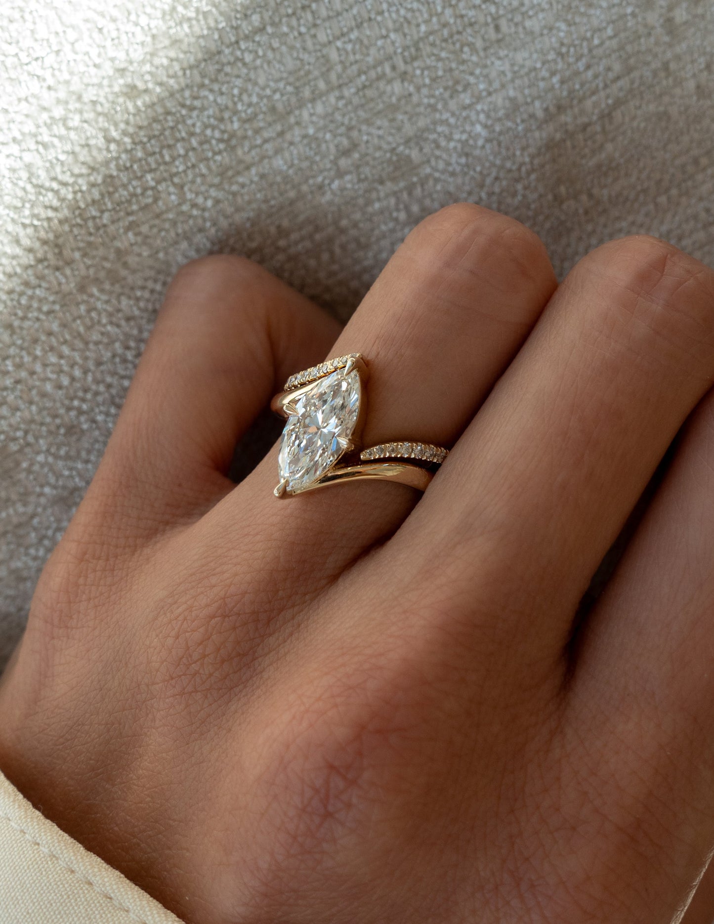 1.0 - 2.0  CT Marquise Cut  Lab Grown Diamond Solitaire Bridal Set