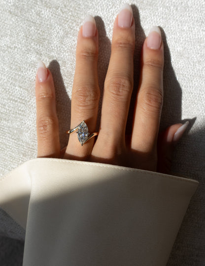 1.0 - 2.0 CT Marquise Shaped Lab Grown Diamond Soliatire Style Engagement Ring