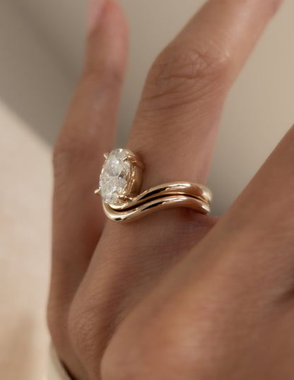 1.0- 3.0 CT Oval Cut Lab Grown Diamond Unique Setting Bridal Set
