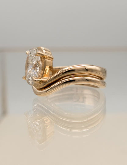1.0- 3.0 CT Oval Cut Lab Grown Diamond Unique Setting Bridal Set