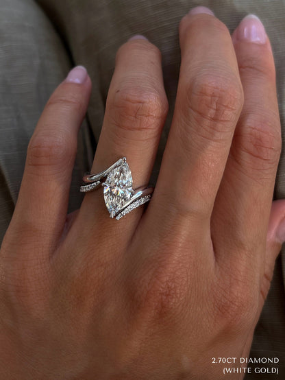 1.0 - 2.0  CT Marquise Cut  Lab Grown Diamond Solitaire Bridal Set