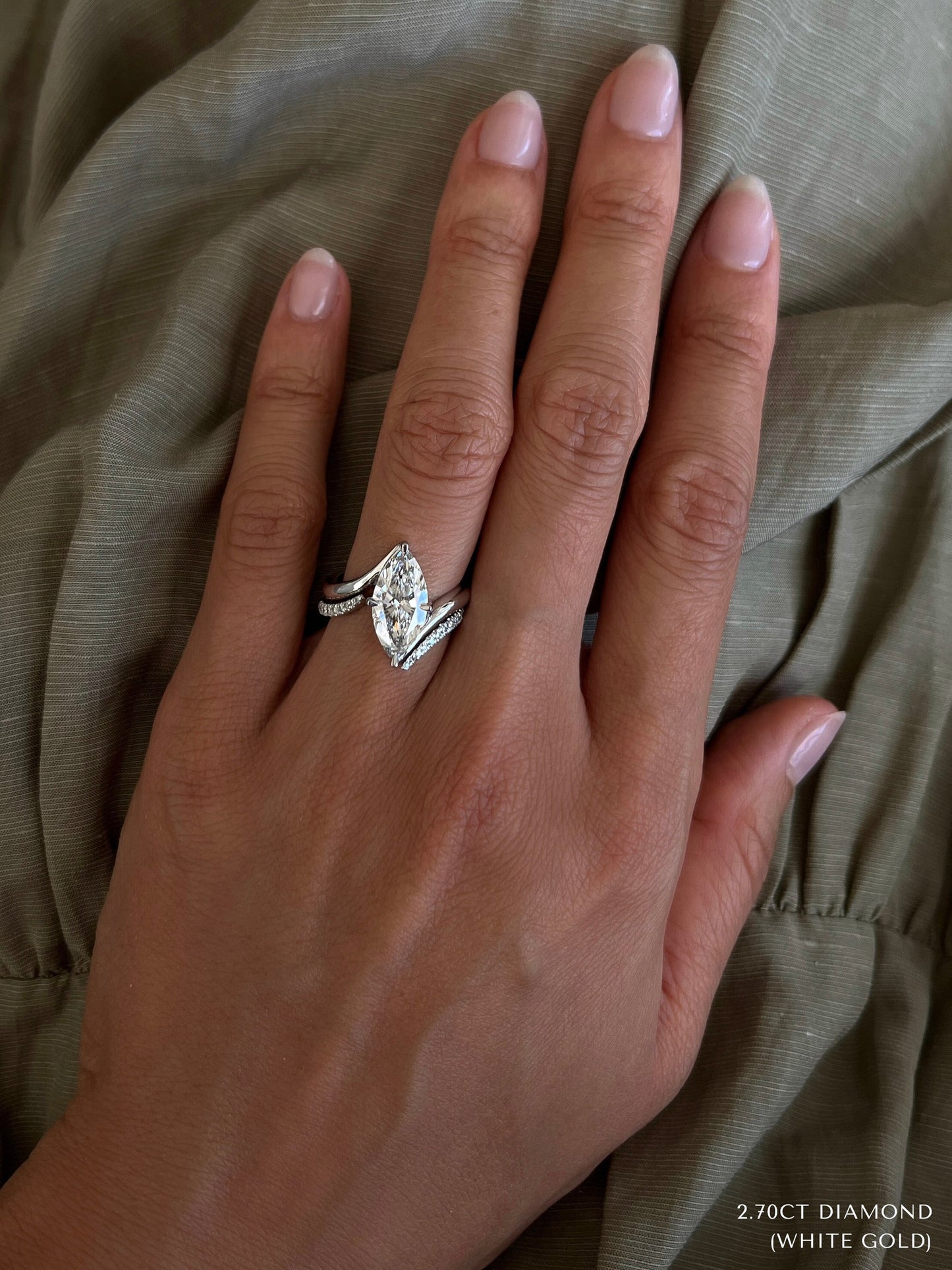 1.0 - 2.0  CT Marquise Cut  Lab Grown Diamond Solitaire Bridal Set